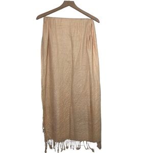 Pale Pink Nude 100% Silk Scarf Fringe Detail